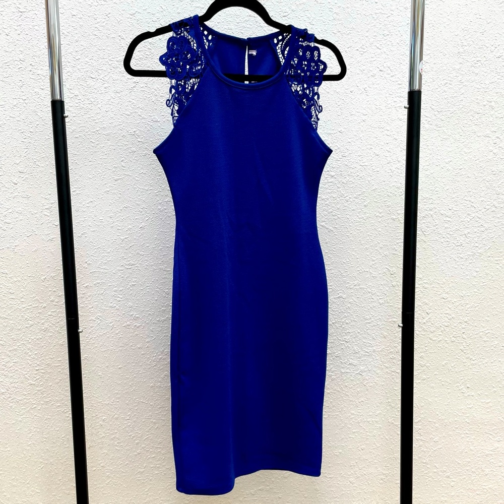 Cobalt blue dress with Lace Sleeves